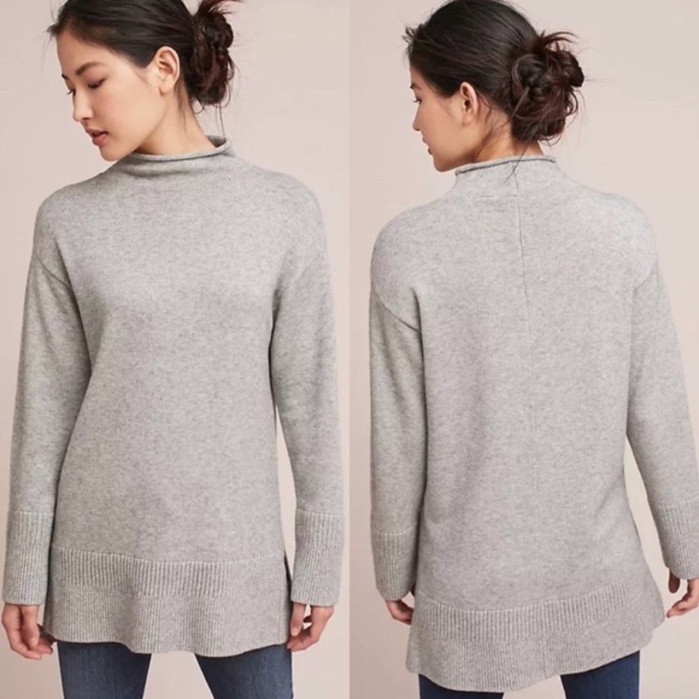 Anthropologie Moth Mock Neck Gray Sweater